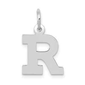 14k White Gold, Amanda Collection, Small Block Style Initial R Pendant
